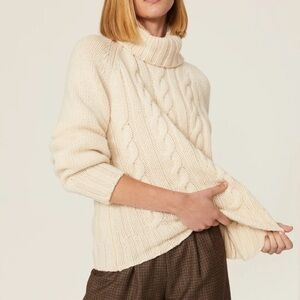 TOCCIN NY Women's Chunky Sweater w Balloon Sleeves size Medium in Vanilla